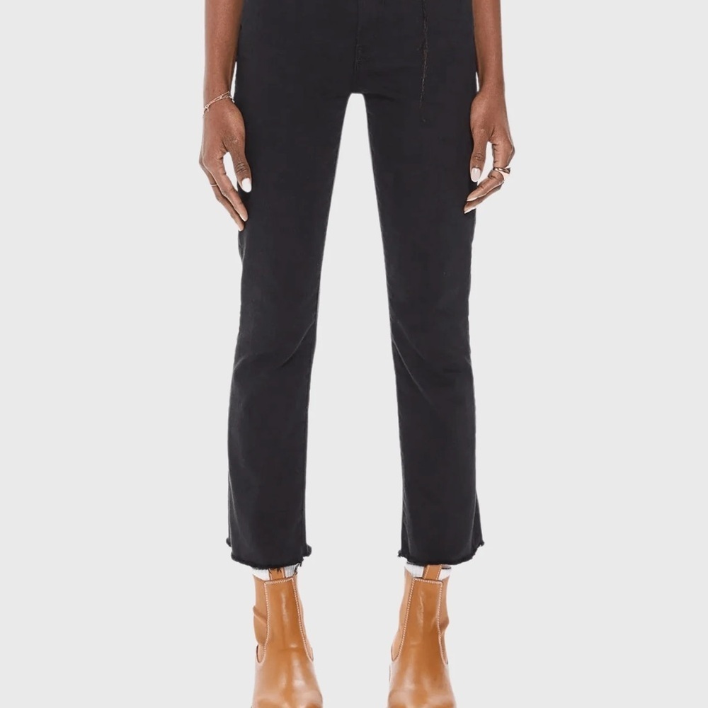 MOTHER Denim The Rascal Ankle Fray Straight Leg Jeans Pitch Black Women’s 28 - Picture 2 of 15